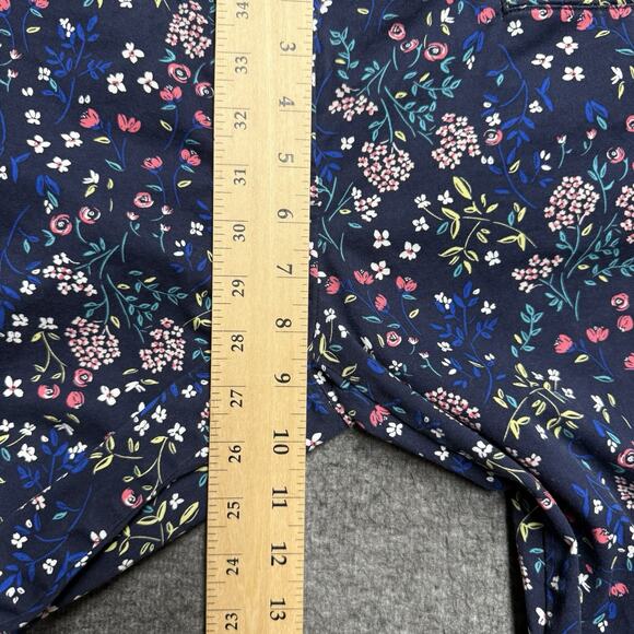 Talbots Petites Blue Floral Heritage Cropped Pants Capris Size 2P Cotton Pockets - Picture 6 of 7